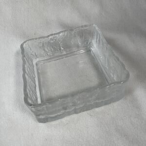 VTG Square Glass Bowl Hoya Made In Japan 6” Ice Scalloped Frosted